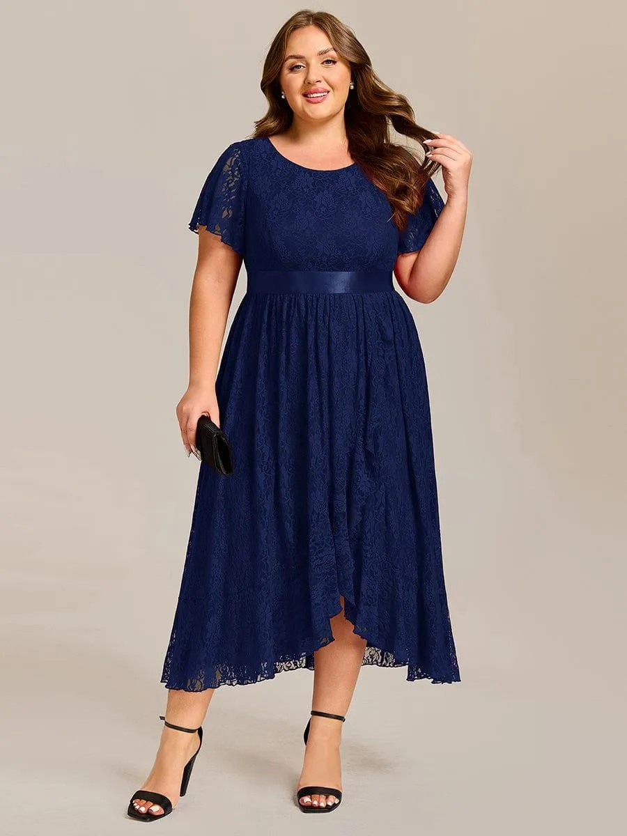pretty SEVYN|Plus Size Ruffled Sleeve Empire Waist Lace Wedding Guest Dress sold by Ever Pretty product image thumbnail 4