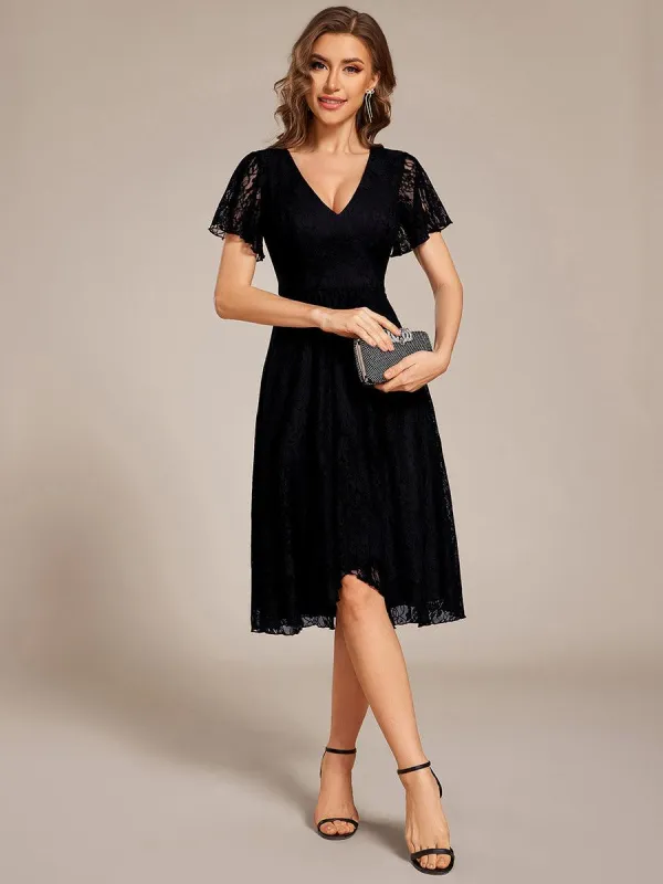 ever PALOMA|Ruffled Sleeves Lace A-Line Formal Evening Dress sold by Ever Pretty