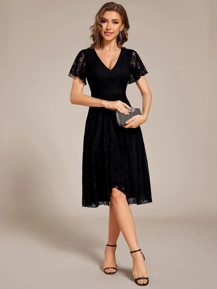 ever PALOMA|Ruffled Sleeves Lace A-Line Formal Evening Dress sold by Ever Pretty