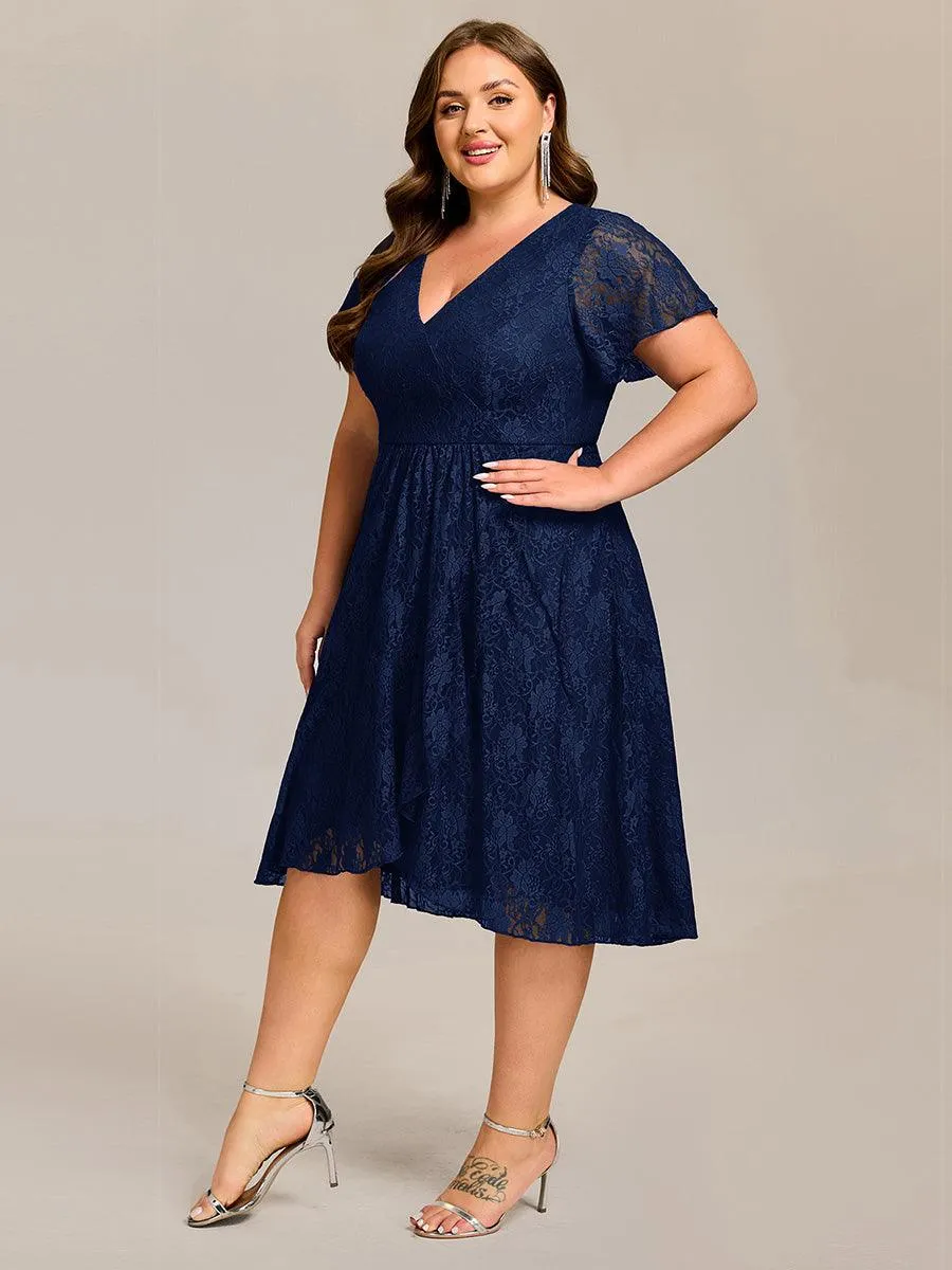 pretty PALOMA|Plus Size Ruffled Sleeves Lace A-Line Formal Evening Dress sold by Ever Pretty product image thumbnail 4