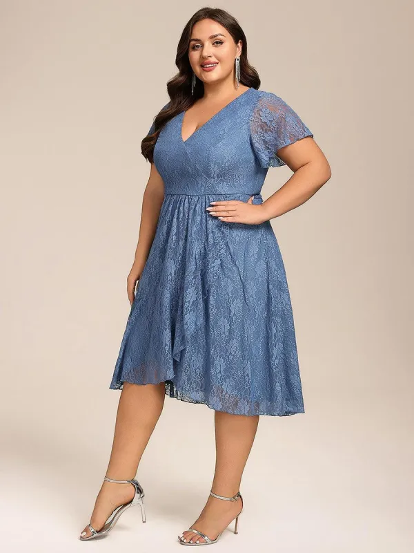 pretty PALOMA|Plus Size Ruffled Sleeves Lace A-Line Formal Evening Dress sold by Ever Pretty