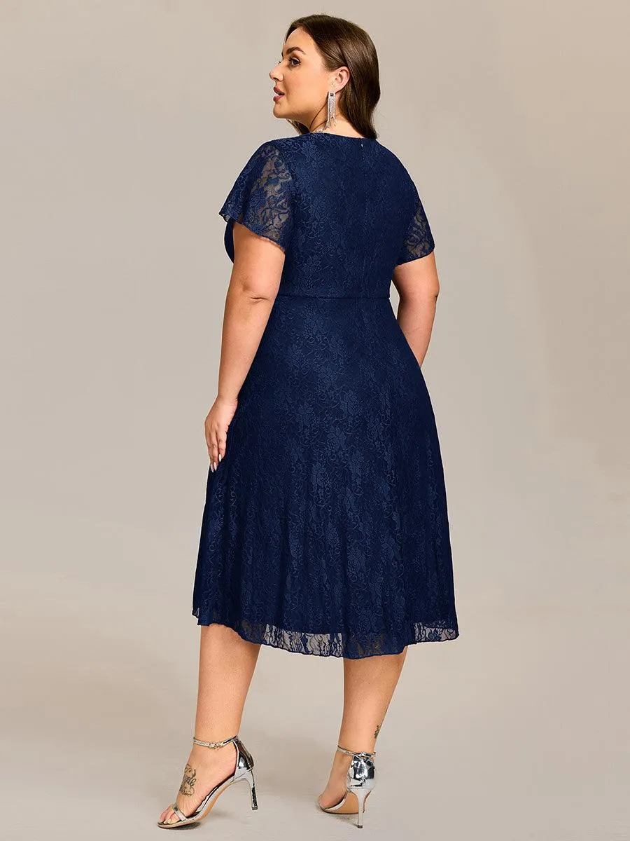 pretty PALOMA|Plus Size Ruffled Sleeves Lace A-Line Formal Evening Dress sold by Ever Pretty product image thumbnail 5