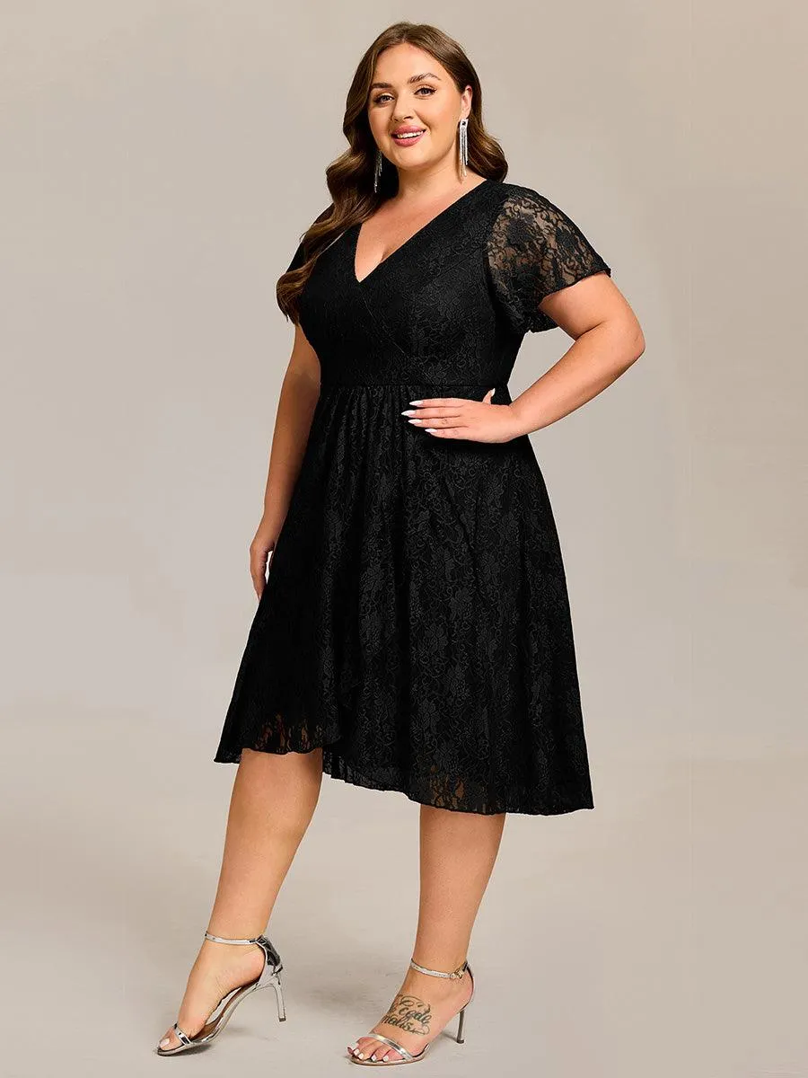 pretty PALOMA|Plus Size Ruffled Sleeves Lace A-Line Formal Evening Dress sold by Ever Pretty product image thumbnail 3
