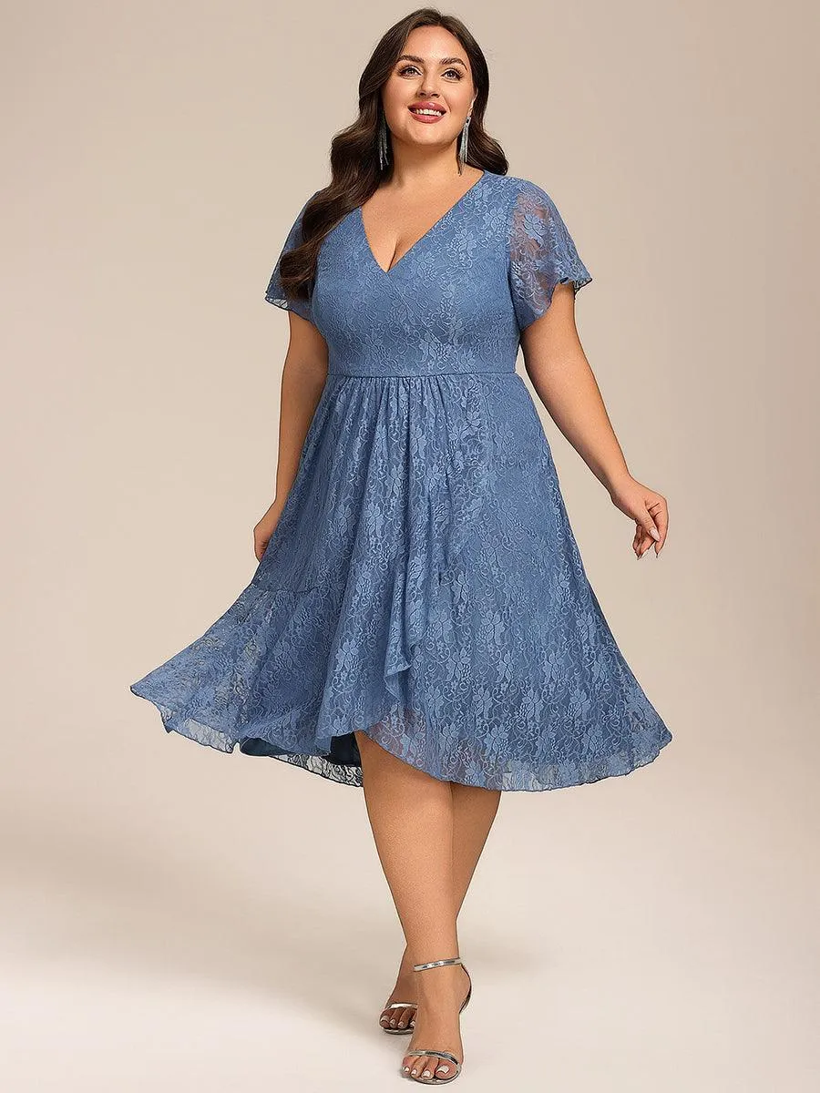 pretty PALOMA|Plus Size Ruffled Sleeves Lace A-Line Formal Evening Dress sold by Ever Pretty product image thumbnail 2