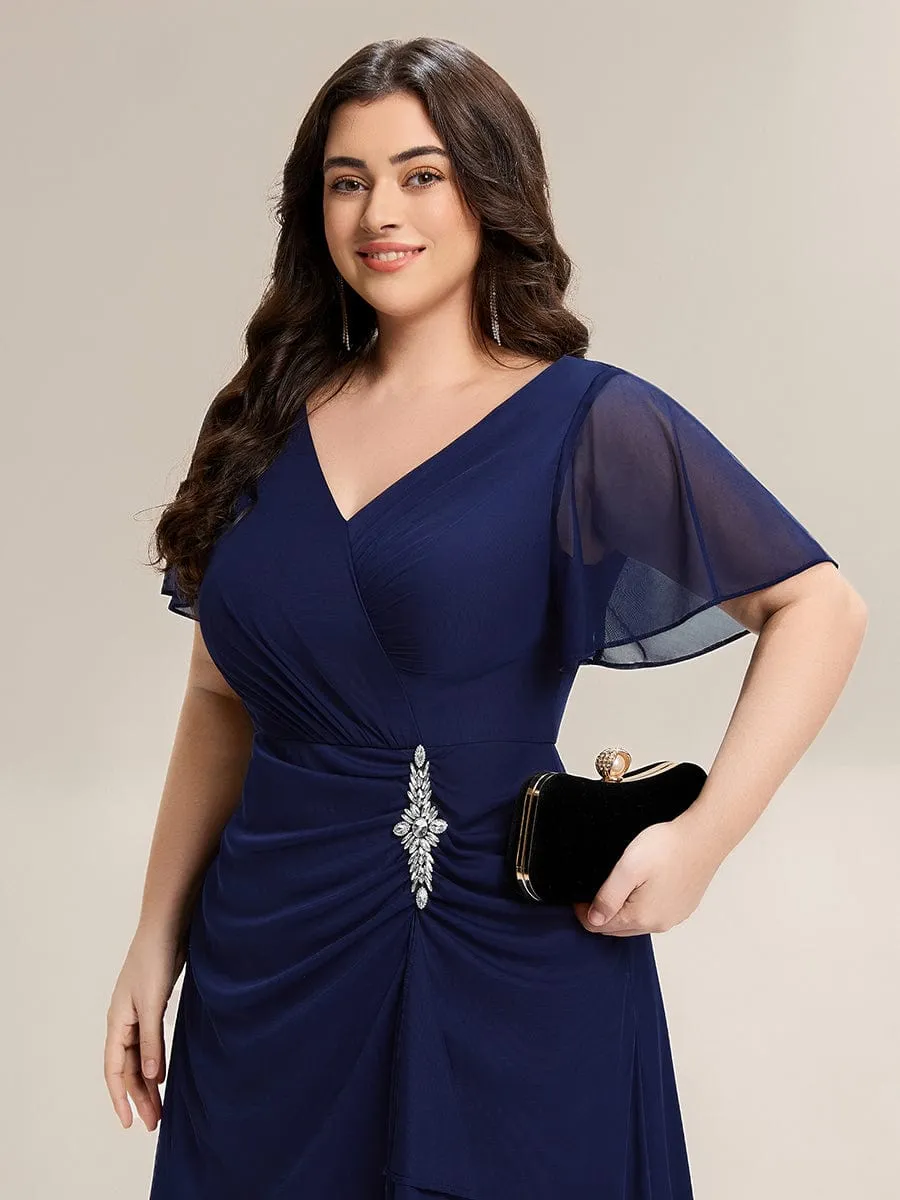 pretty MARIEL|Plus Size Rhinestone Embellished Chiffon Ruffle Sleeve Dress sold by Ever Pretty product image thumbnail 5