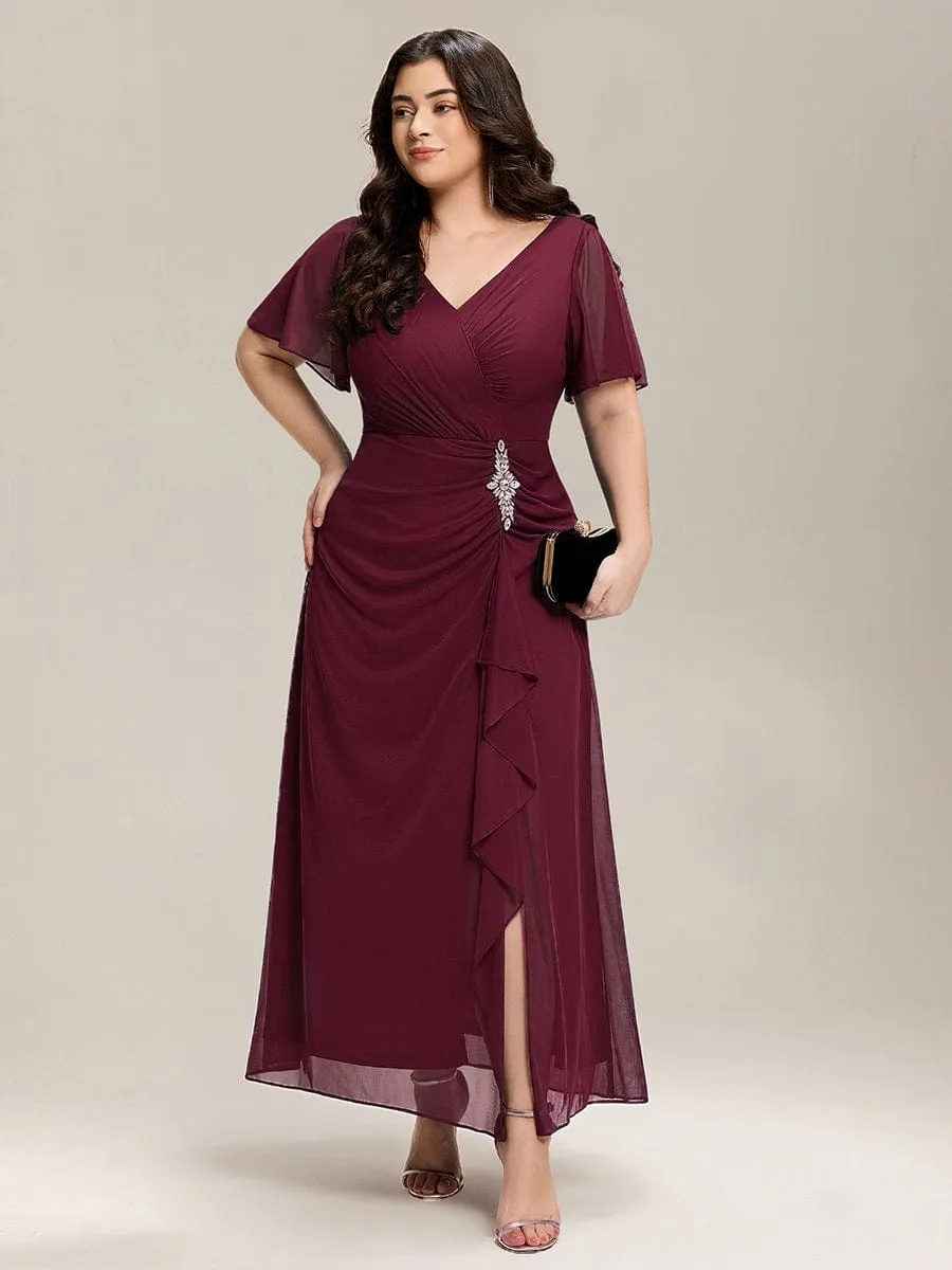 pretty MARIEL|Plus Size Rhinestone Embellished Chiffon Ruffle Sleeve Dress sold by Ever Pretty product image thumbnail 2