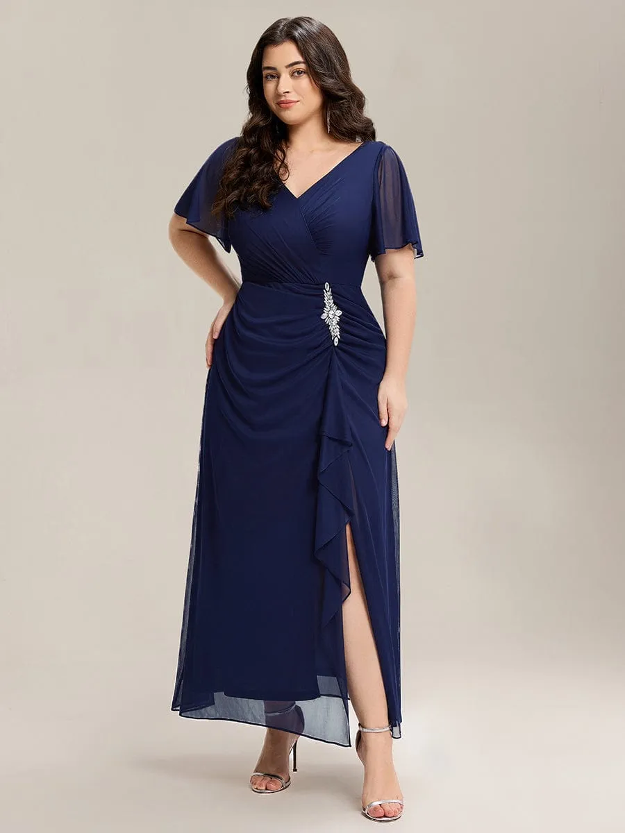 pretty MARIEL|Plus Size Rhinestone Embellished Chiffon Ruffle Sleeve Dress sold by Ever Pretty product image thumbnail 3