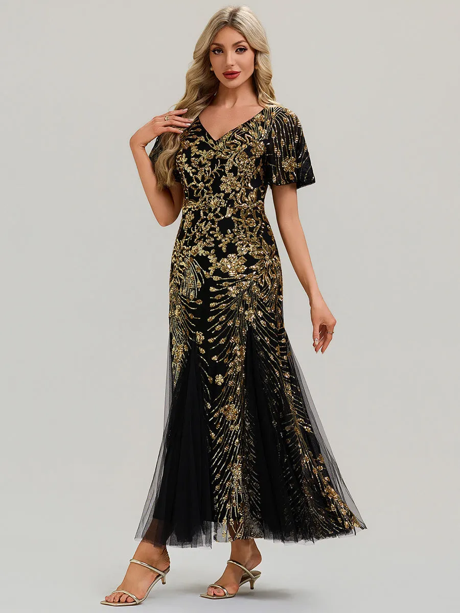 ever ANNIKA| Embroidered Sequin Ruffle Sleeve Evening Dress sold by Ever Pretty product image thumbnail 4