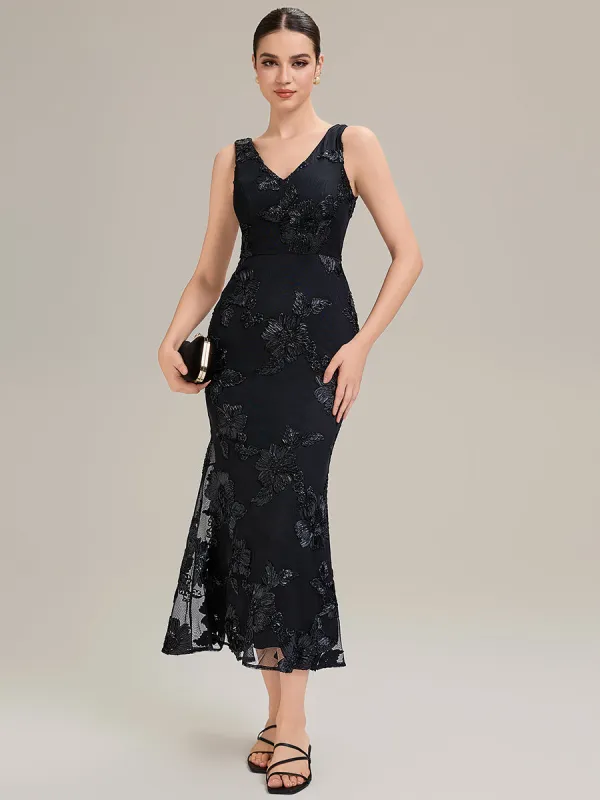 ever VIV| Deep V-Neck Embroidered Sleeveless Evening Dress sold by Ever Pretty