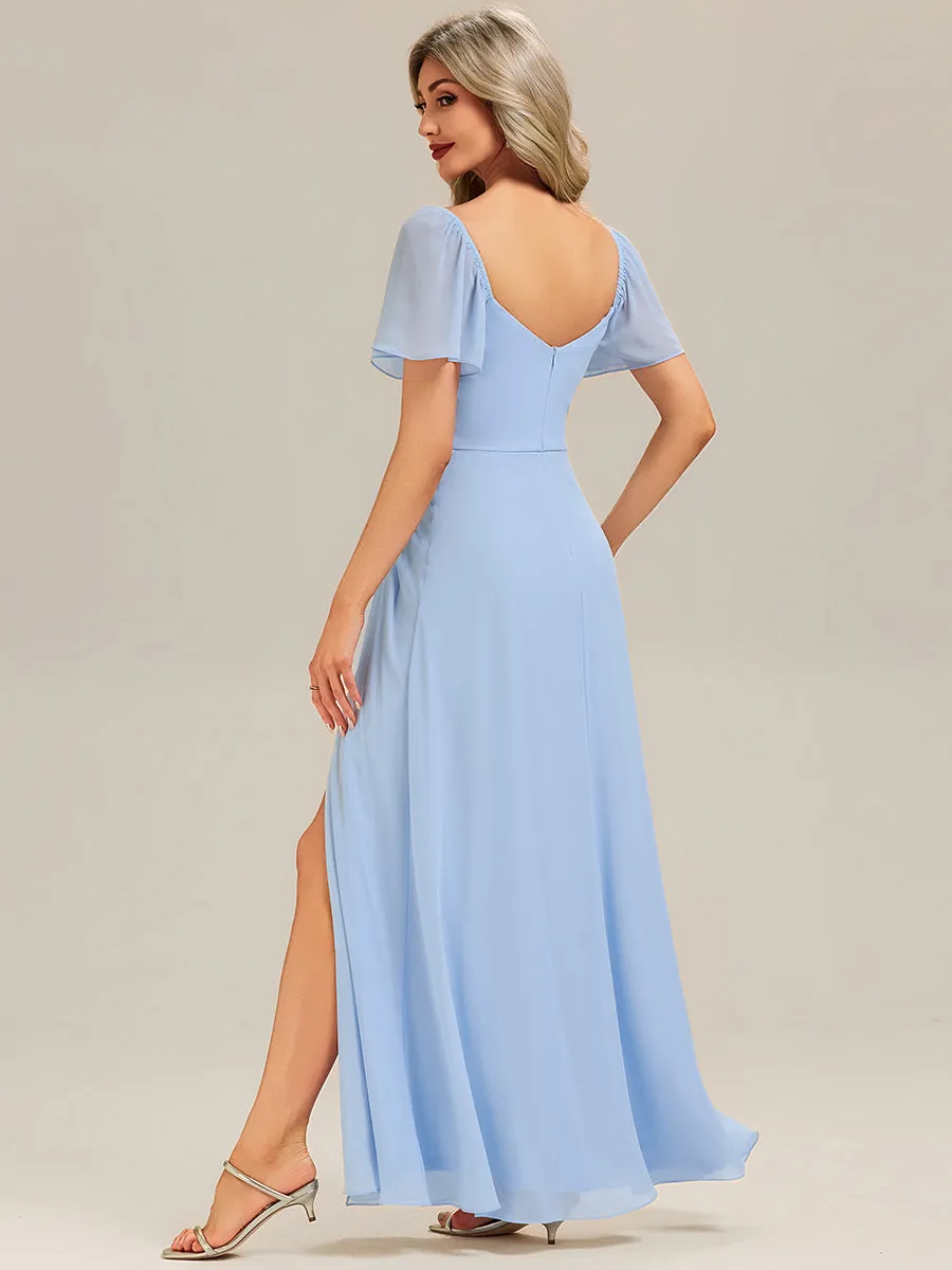 ever ARWEN|Thigh-High Slit Chiffon Ruffle Sleeve Bridesmaid Dress sold by Ever Pretty product image thumbnail 3
