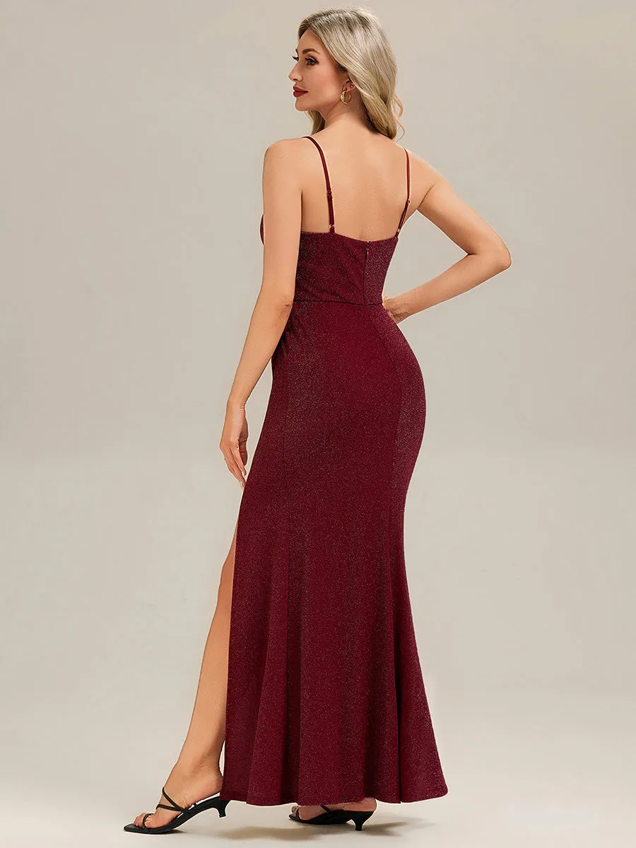 ever TALIANA|Glitter Knit Ruched Slit Formal Dress sold by Ever Pretty product image thumbnail 4