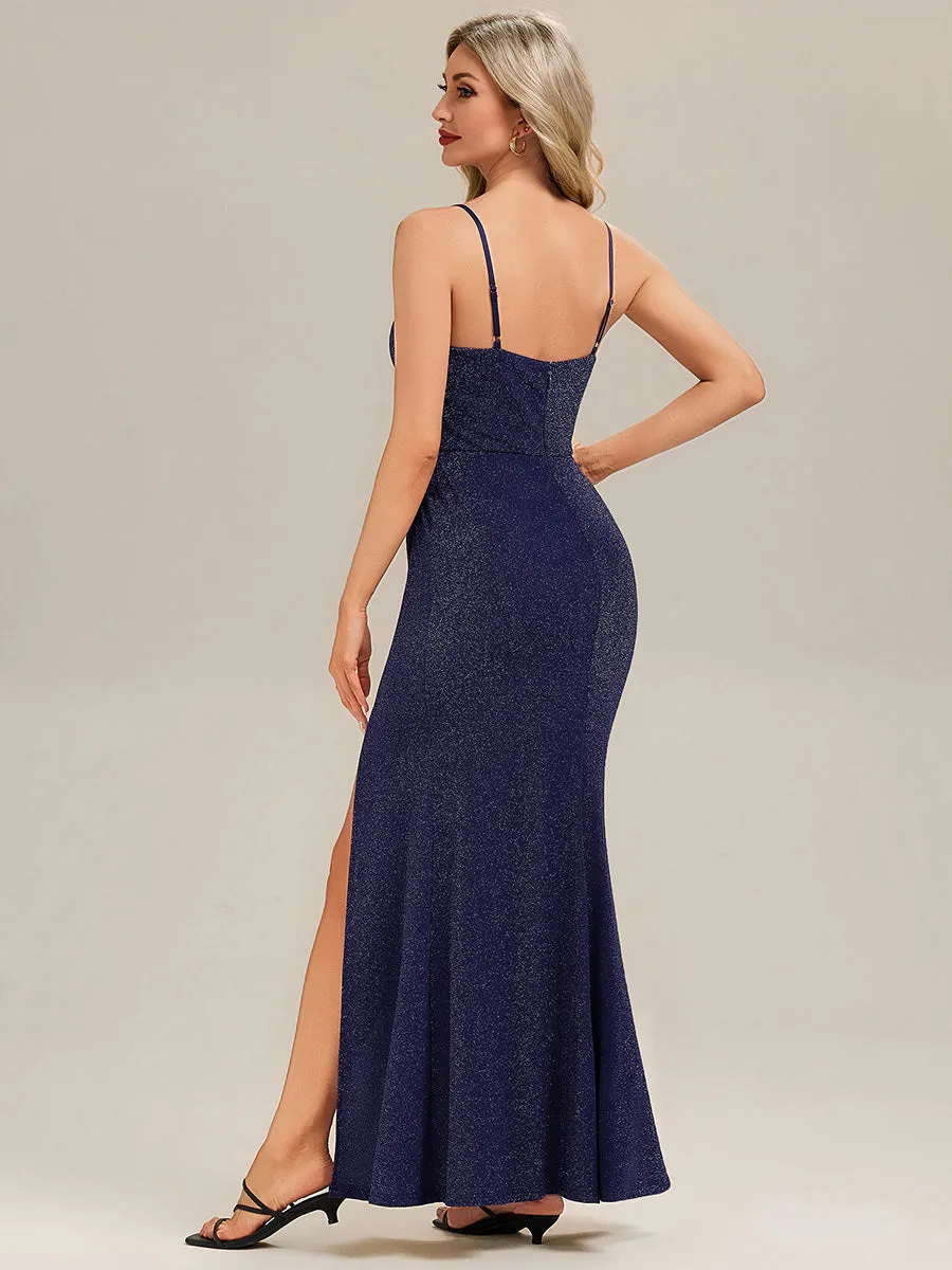 ever TALIANA|Glitter Knit Ruched Slit Formal Dress sold by Ever Pretty product image thumbnail 3
