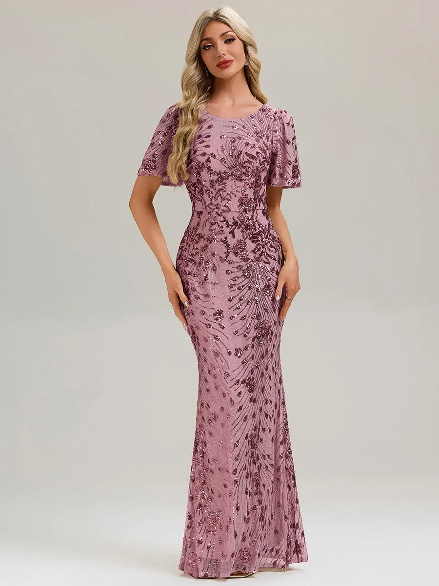 ever VIVIANE|Backless Sequin Ruffle Sleeve Evening Dress sold by Ever Pretty product image thumbnail 5