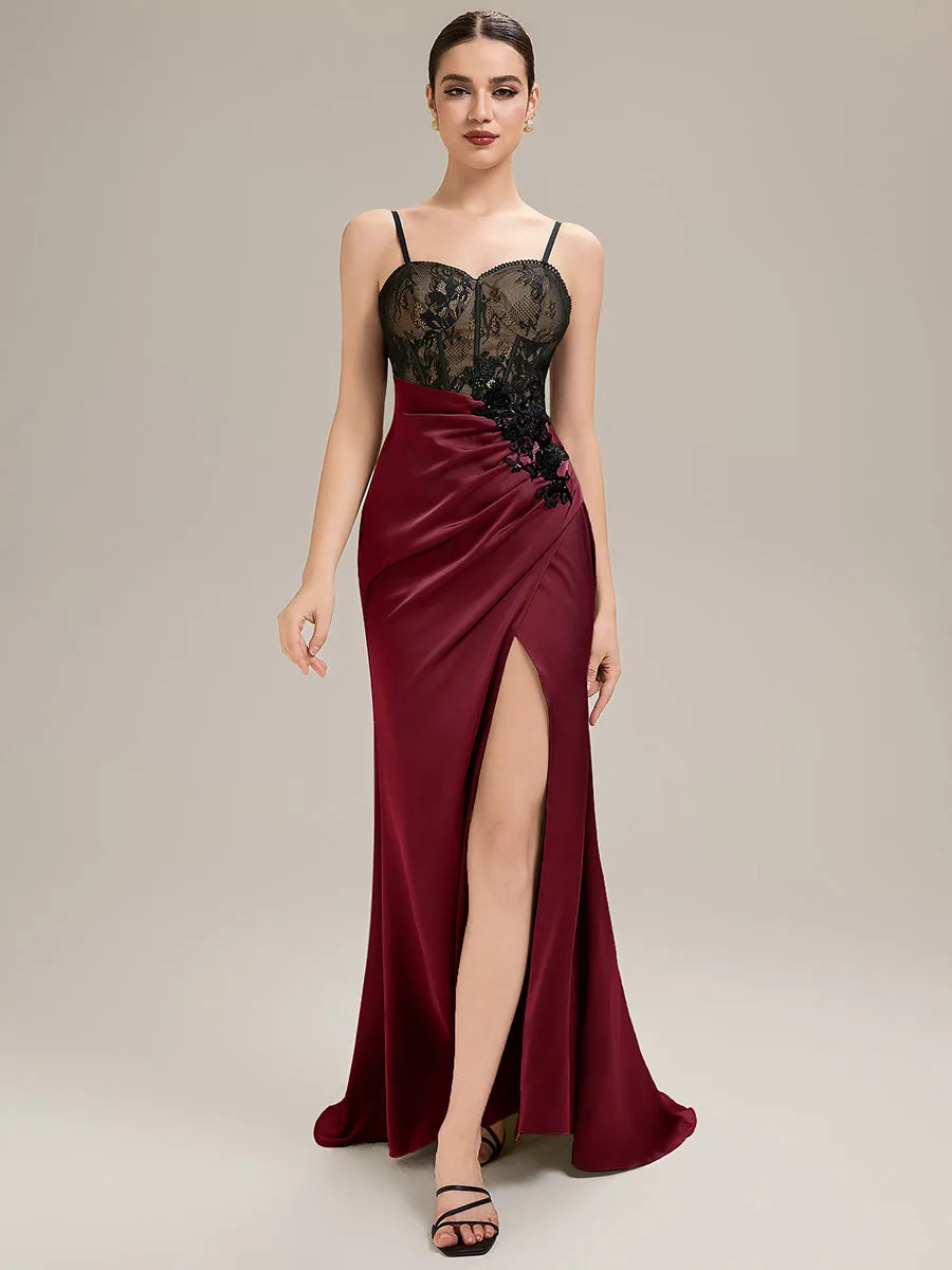 ever CORINNE|Applique Satin Sleeveless Dress with Lace Corset sold by Ever Pretty