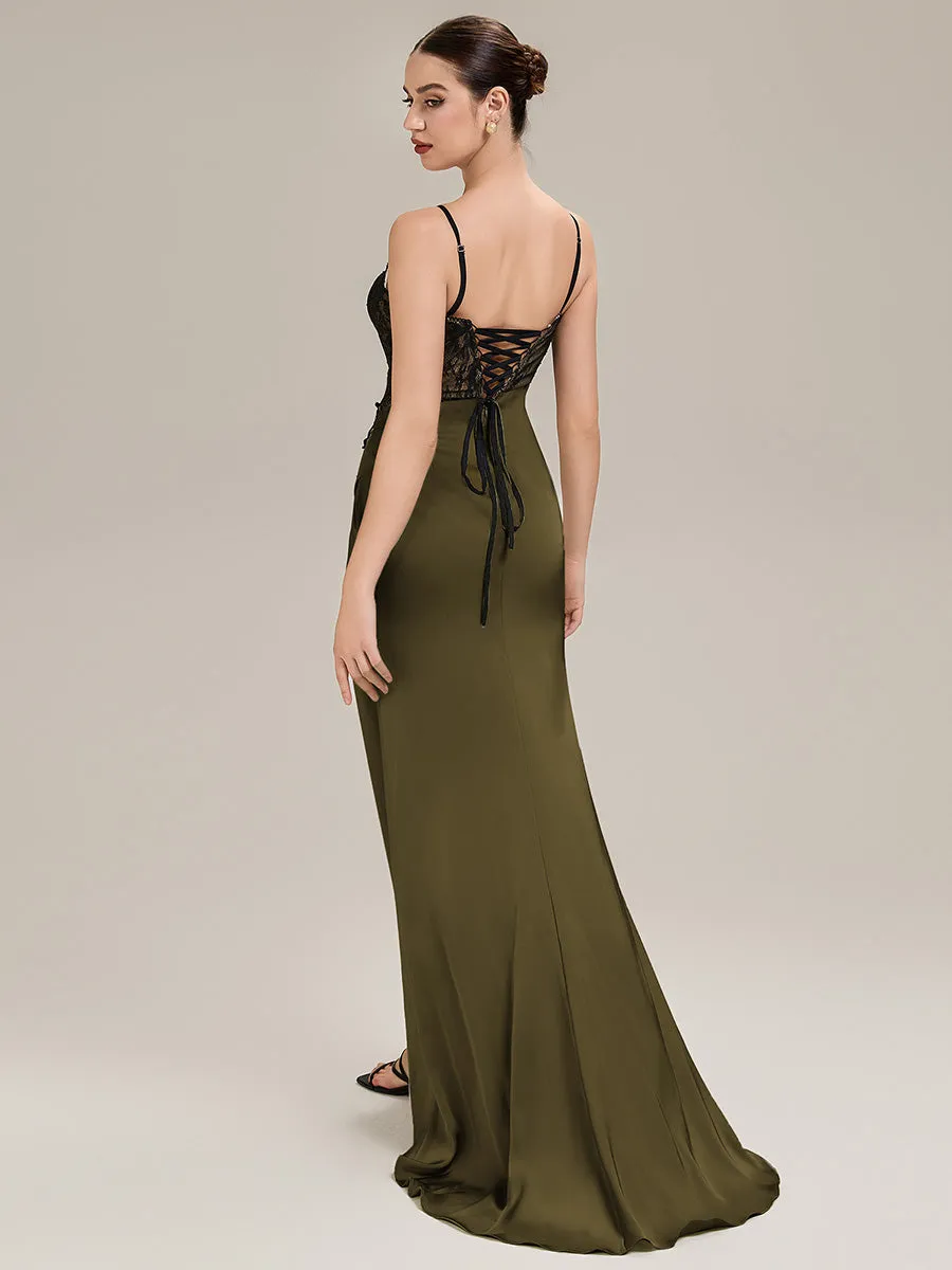 ever CORINNE|Applique Satin Sleeveless Dress with Lace Corset sold by Ever Pretty product image thumbnail 4