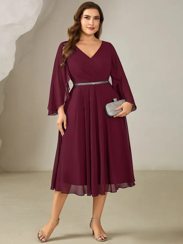 Plus Size Deep V-Neck Chiffon Wedding Guest Dress sold by Ever Pretty