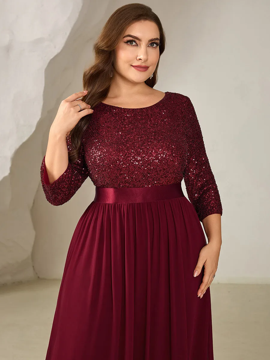 pretty EMILIA|Plus Size Sequin 3/4 Sleeves Evening Dress sold by Ever Pretty product image thumbnail 3