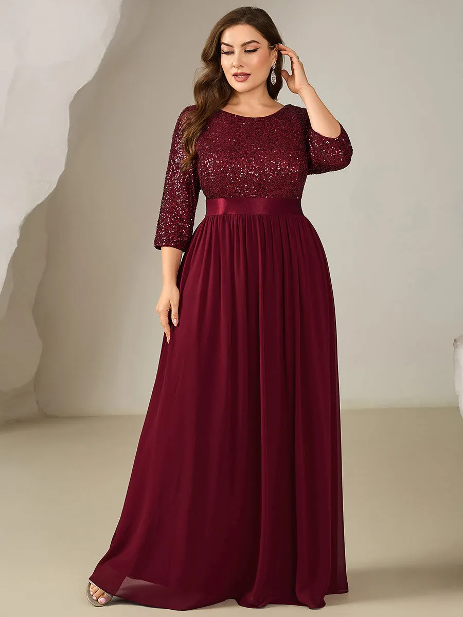 pretty EMILIA|Plus Size Sequin 3/4 Sleeves Evening Dress sold by Ever Pretty product image thumbnail 4