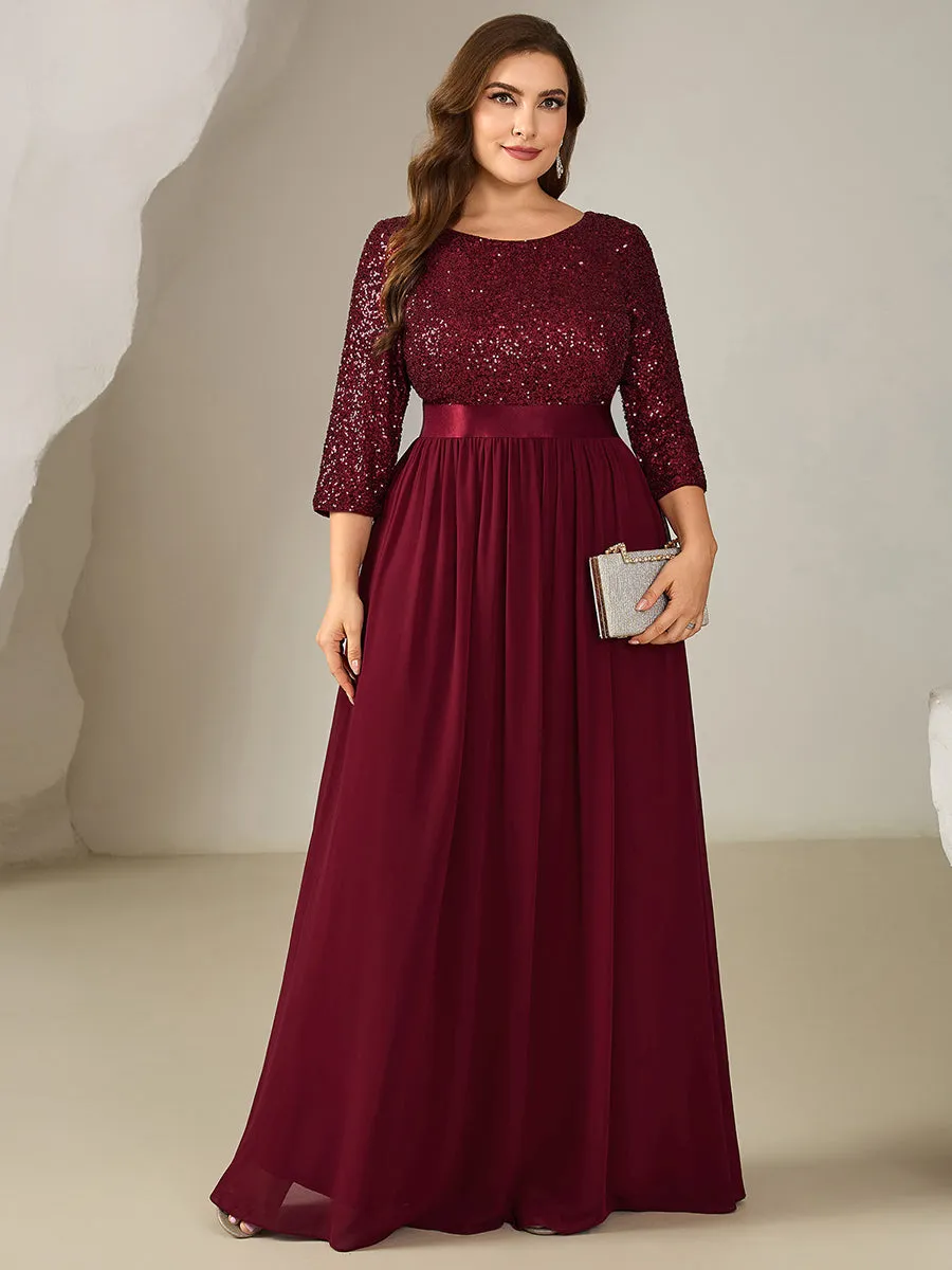 pretty EMILIA|Plus Size Sequin 3/4 Sleeves Evening Dress sold by Ever Pretty product image thumbnail 5