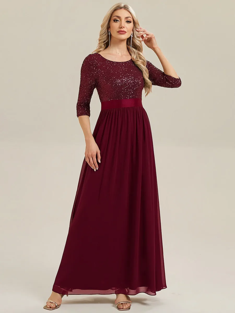 ever EMILIA|Glitter A-Line Maxi Evening Dress with Chiffon sold by Ever Pretty