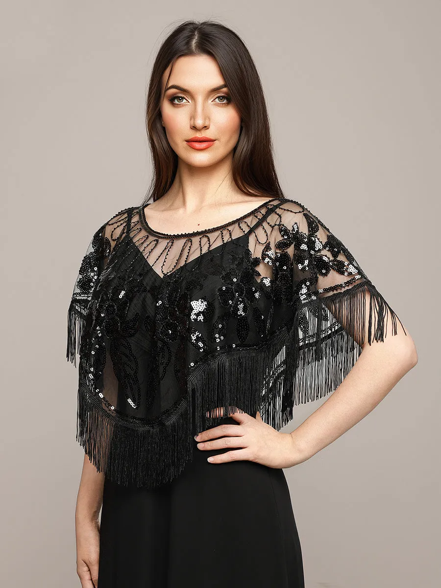 Fringed Tulle Shawl For Special Occasions sold by Ever Pretty product image thumbnail 2