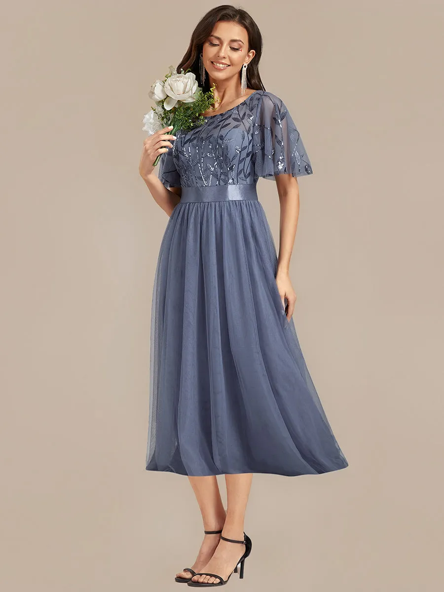 ever TAYLOR|Sequin Leaf Mesh Midi Party Dress sold by Ever Pretty product image thumbnail 3