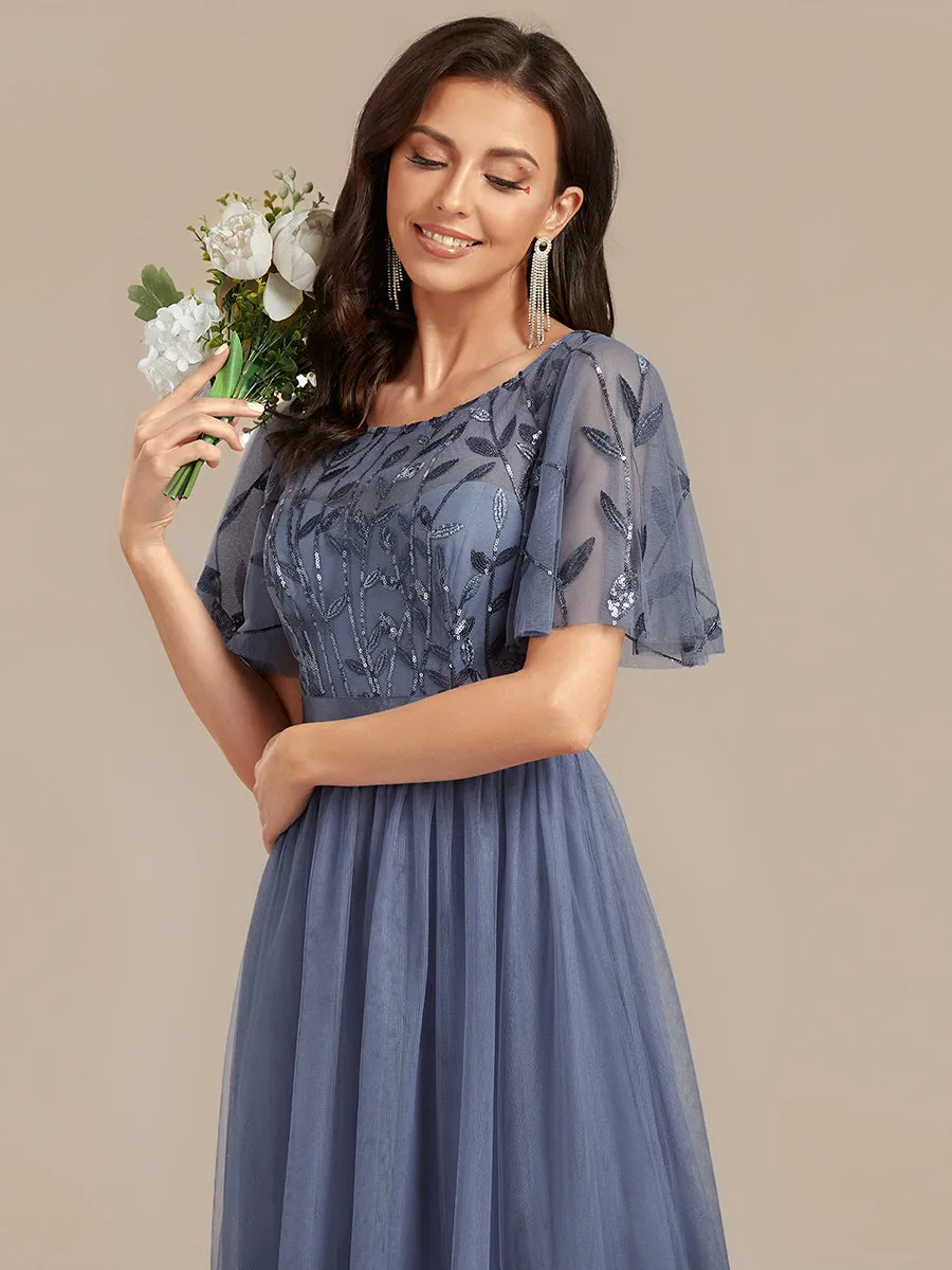 ever TAYLOR|Sequin Leaf Mesh Midi Party Dress sold by Ever Pretty product image thumbnail 4