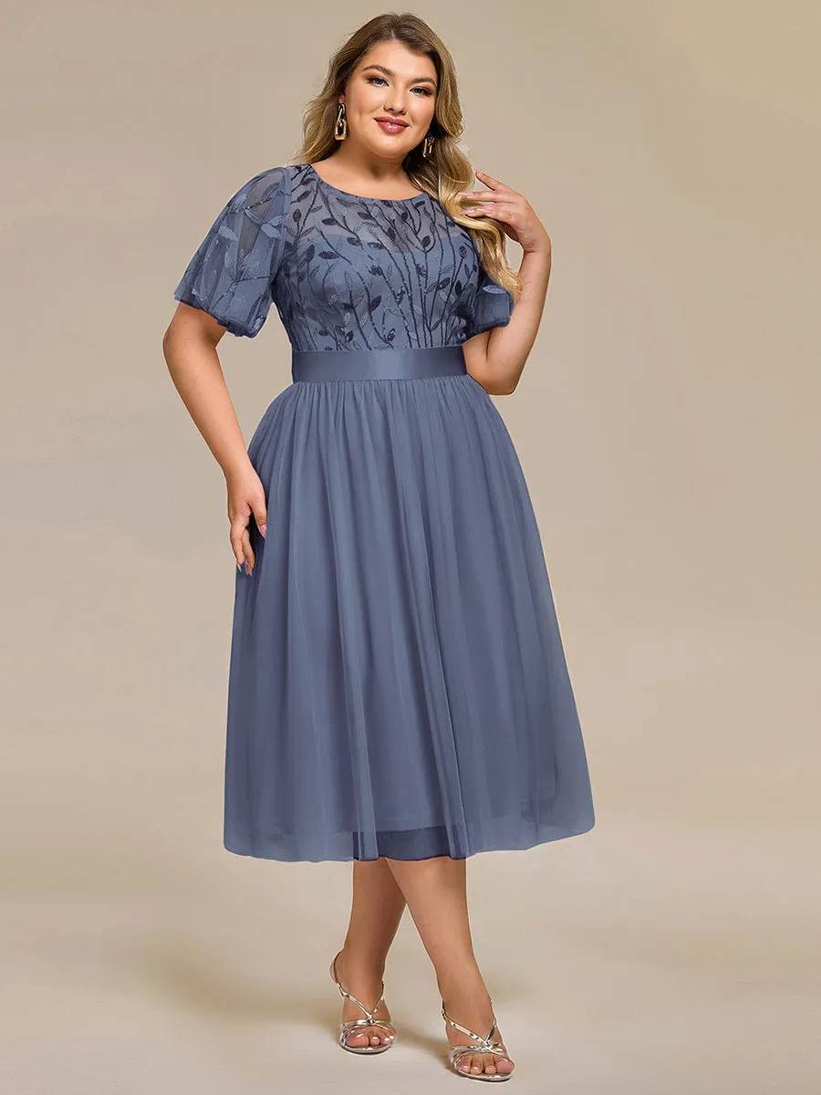 ever TAYLOR|Sequin Leaf Mesh Midi Party Dress sold by Ever Pretty product image thumbnail 5