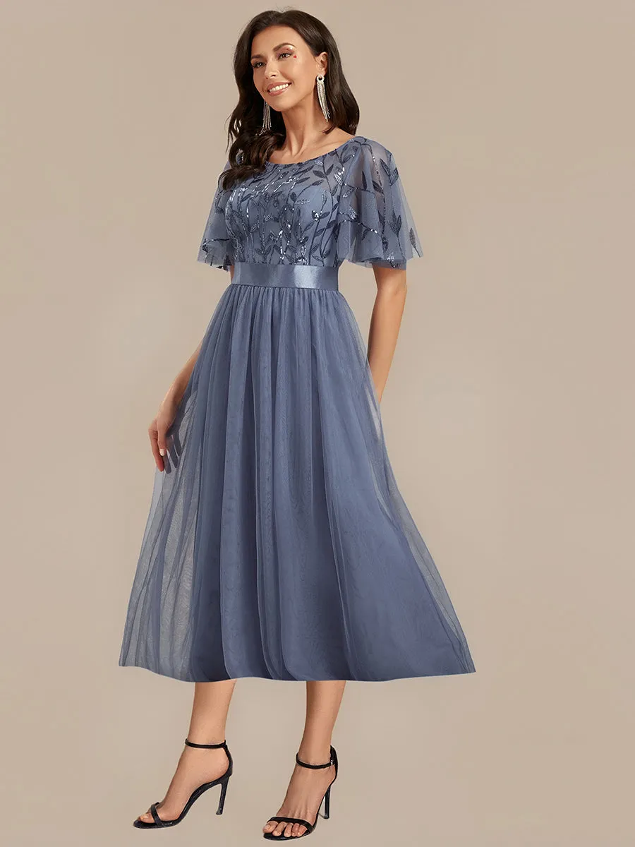 ever TAYLOR|Sequin Leaf Mesh Midi Party Dress sold by Ever Pretty product image thumbnail 2