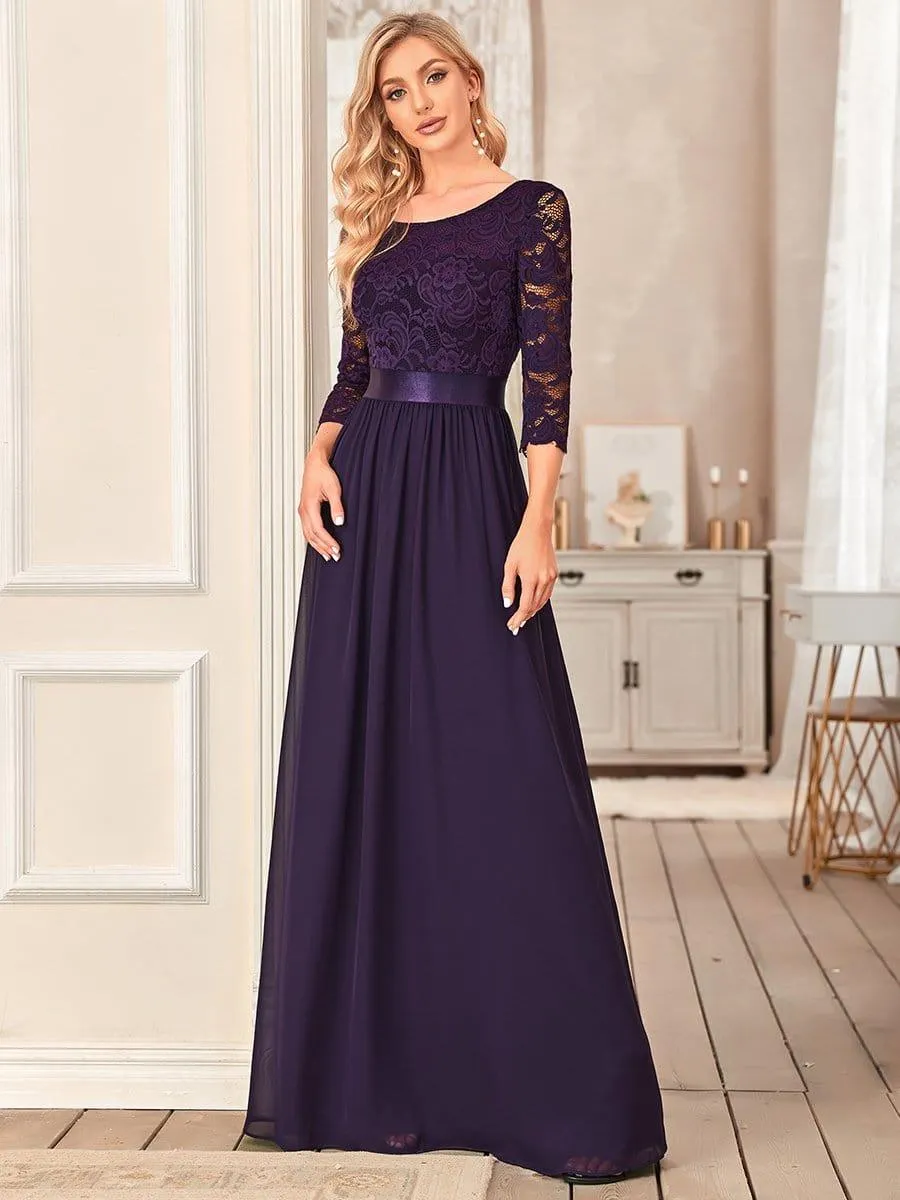 ever FAUN|Lace Chiffon Maxi Evening Dress with Half Sleeve sold by Ever Pretty product image thumbnail 2