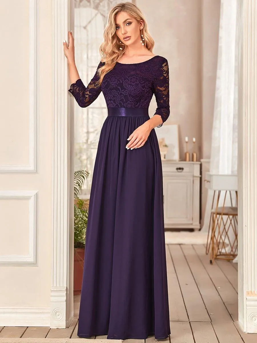 ever FAUN|Lace Chiffon Maxi Evening Dress with Half Sleeve sold by Ever Pretty product image thumbnail 3