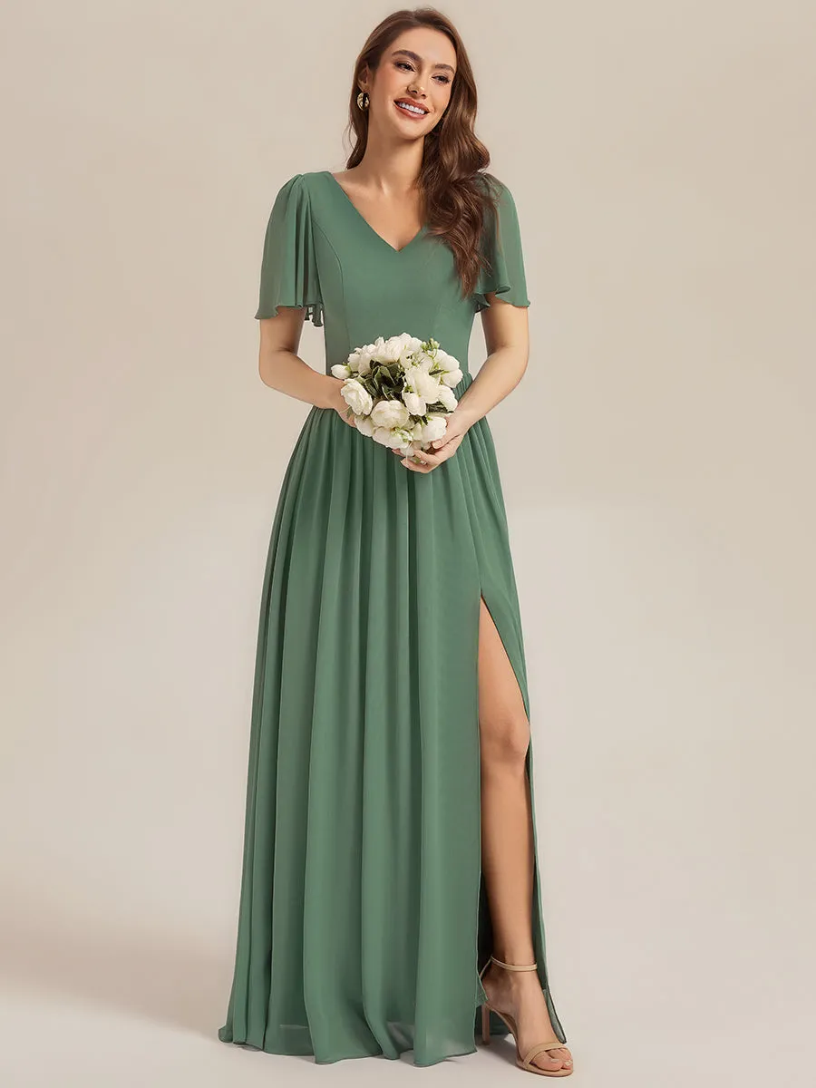 ever AMIRA|Tie-Up Chiffon Ruffle Sleeve Bridesmaid Dress sold by Ever Pretty product image thumbnail 5