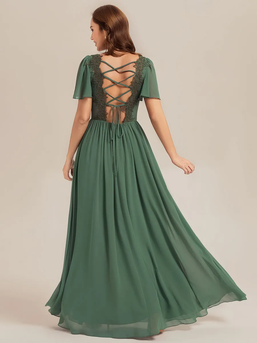 ever AMIRA|Tie-Up Chiffon Ruffle Sleeve Bridesmaid Dress sold by Ever Pretty product image thumbnail 2
