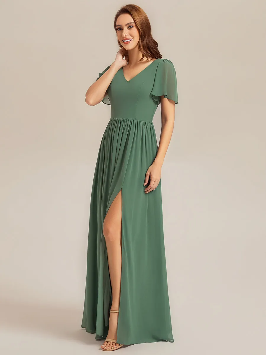 ever AMIRA|Tie-Up Chiffon Ruffle Sleeve Bridesmaid Dress sold by Ever Pretty product image thumbnail 4