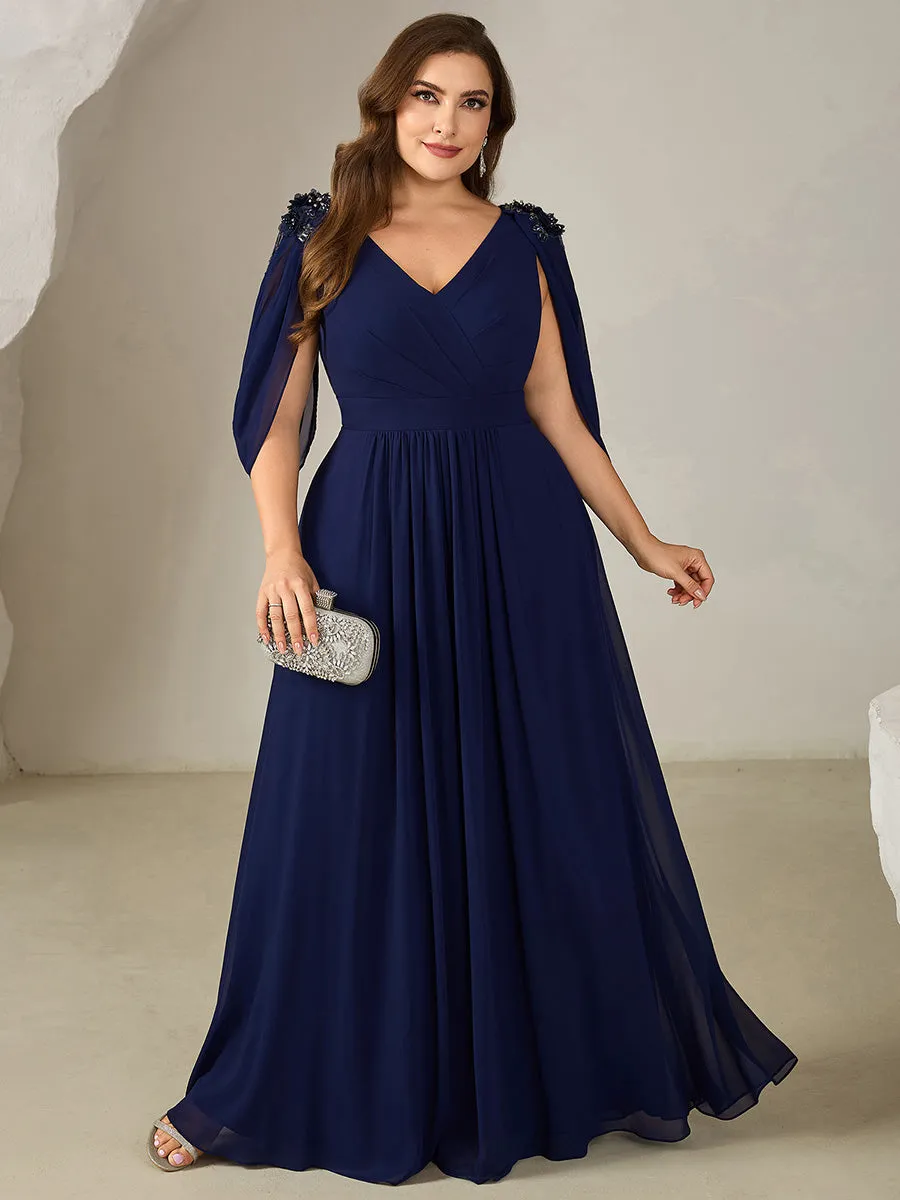 pretty LOLA|Plus Size Floral Chiffon See-Through Sleeve Evening Dress sold by Ever Pretty