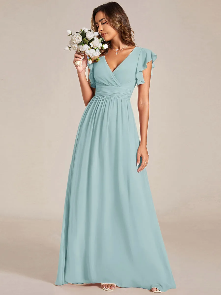 ever LILYANA|Ruffles Sleeve Back Cutout A-Line Maxi Chiffon Bridesmaid Dress sold by Ever Pretty product image thumbnail 4
