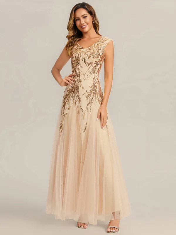 ever FREYA|Embroidered Sequin Cap Sleeve Evening Dress sold by Ever Pretty