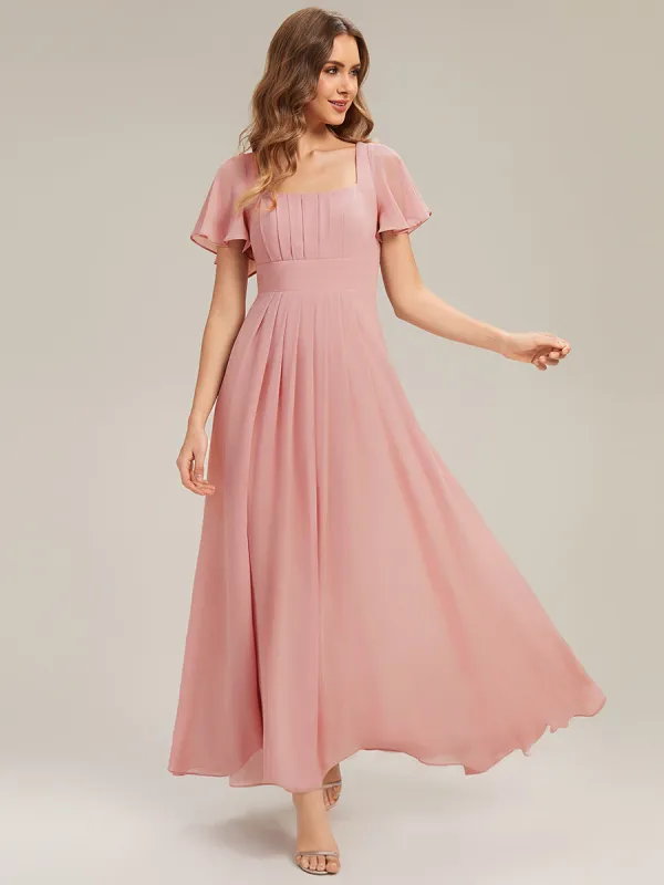ever AVIEL|Ruched Chiffon Ruffle Sleeve Bridesmaid Dress sold by Ever Pretty