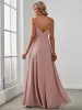 ever REN¨¦|Pleated V-Neck Spaghetti Strap High Slit Bridesmaid Dress sold by Ever Pretty