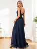 ever REN¨¦|Pleated V-Neck Spaghetti Strap High Slit Bridesmaid Dress sold by Ever Pretty