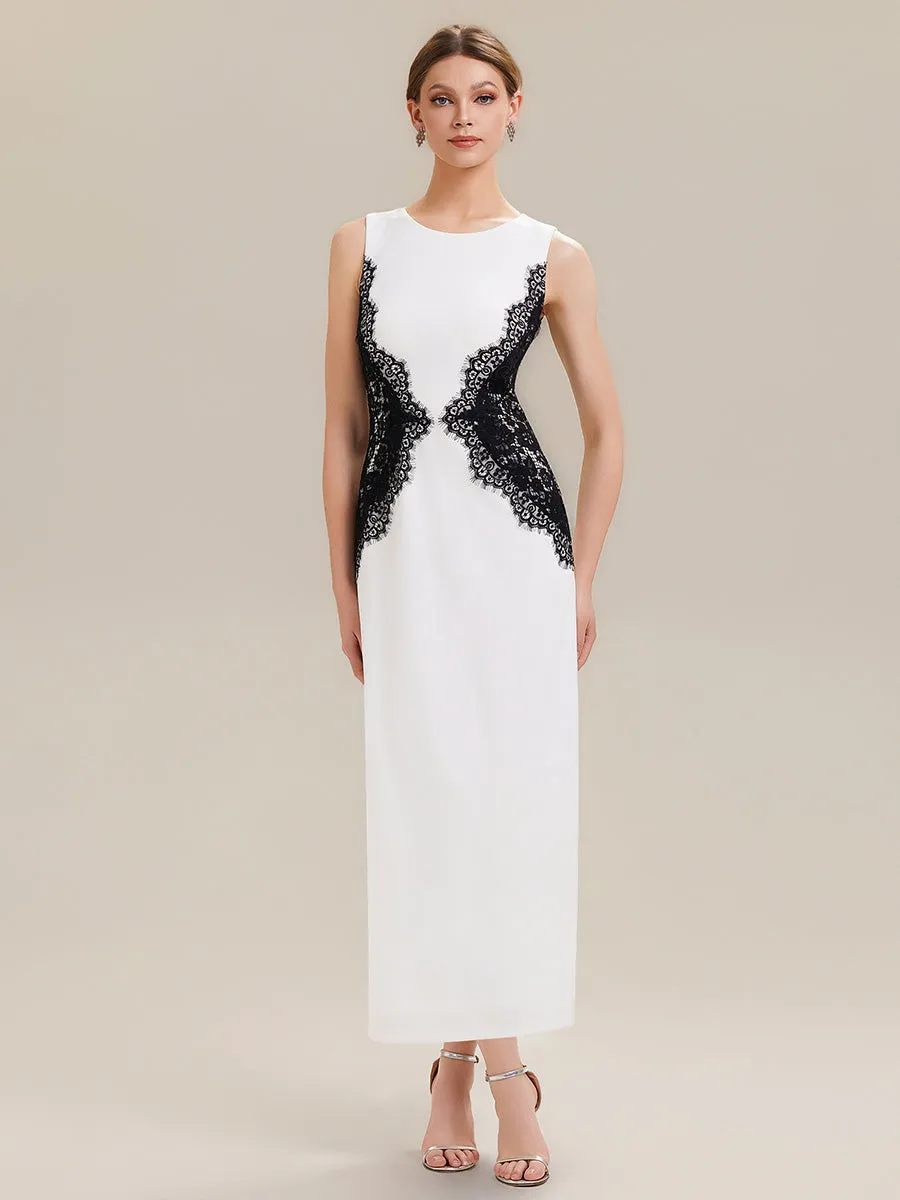 ever IVORY|Waist Cut-Out Knit Sleeveless Stretch Evening Dress sold by Ever Pretty