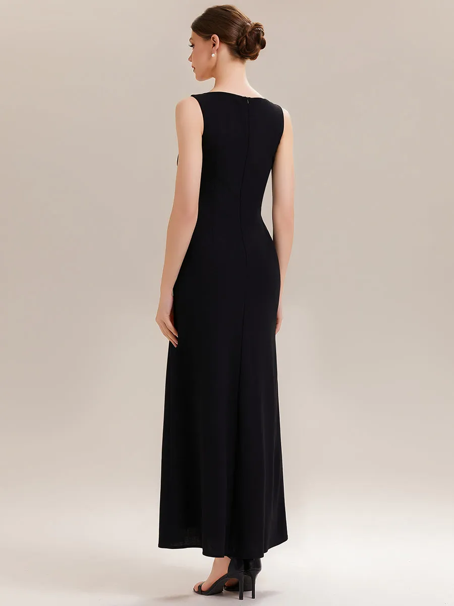 ever PEARL|Black Tie Stretch Colorblock Sleeveless Maxi Dress with High Slit sold by Ever Pretty product image thumbnail 2