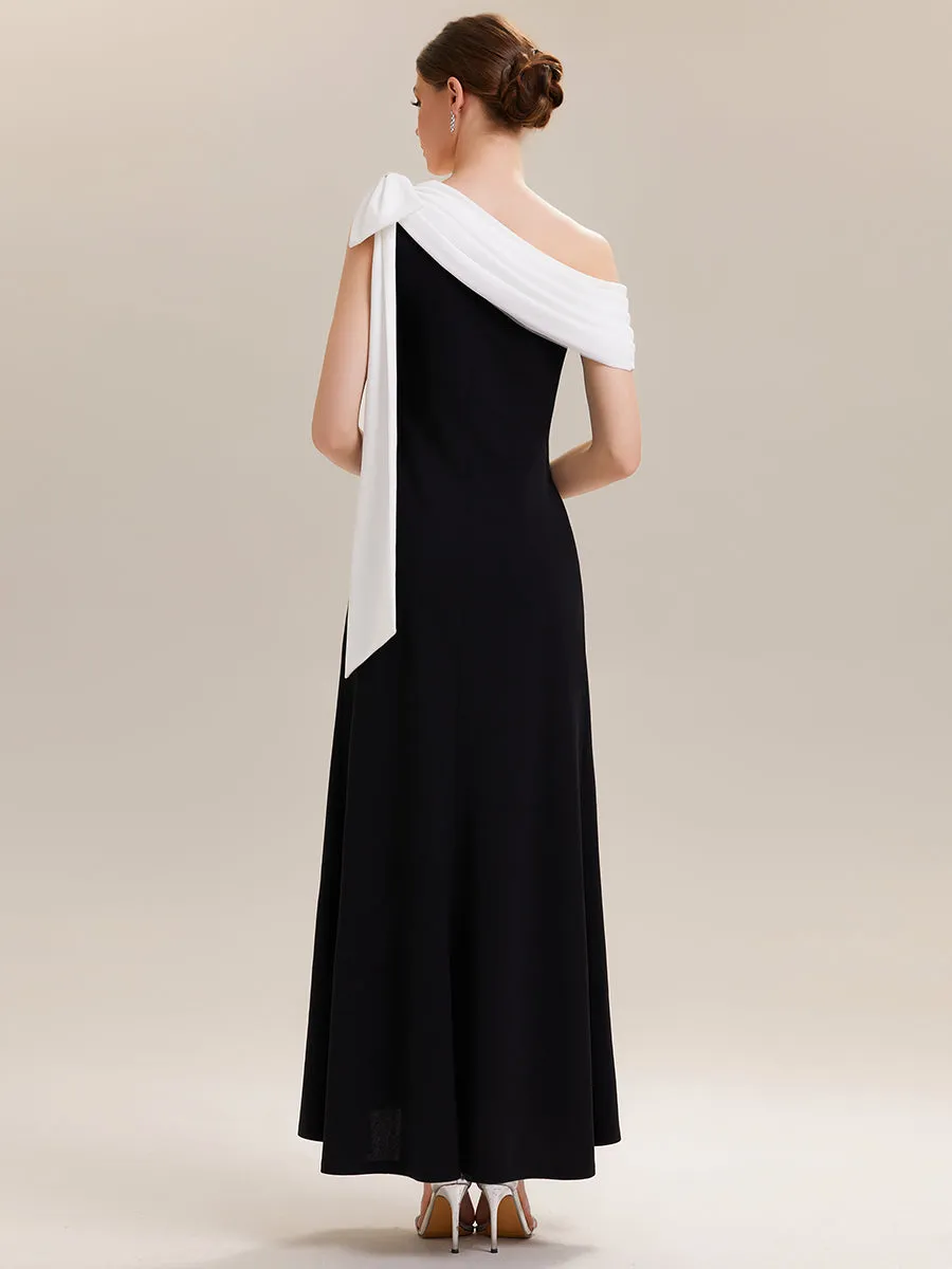 ever NOIR|Asymmetric Shoulder with Bow Knit Black Tie Formal Dress sold by Ever Pretty product image thumbnail 2