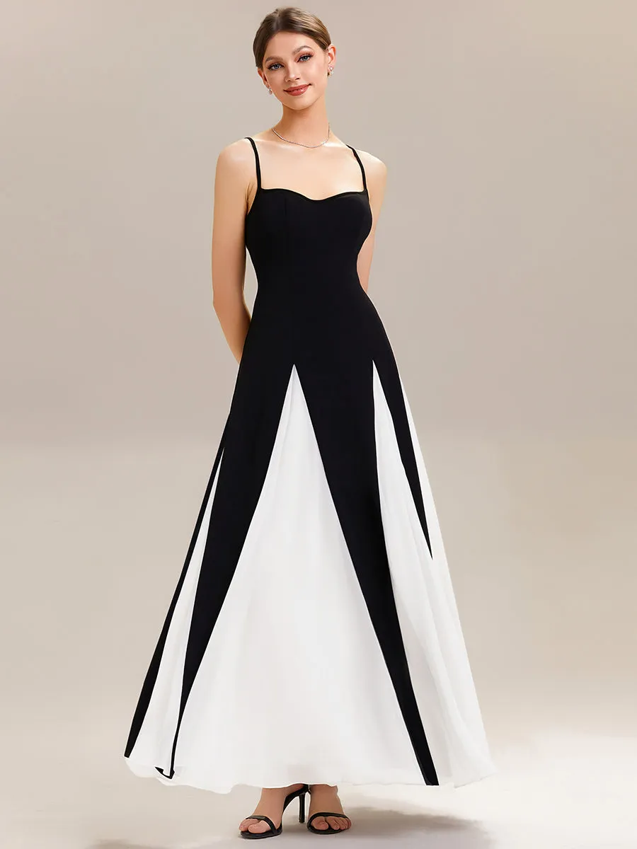 ever IVOIRE|Stretch Bodice Spaghetti Strap Maxi Dress for Black Tie Formal Dress sold by Ever Pretty