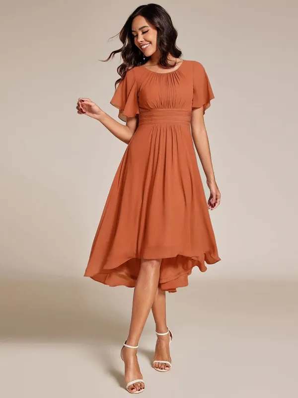 ever EDEN|Chic A-Line Pleated Knee-Length Flowy Chiffon Wedding Guest Dress sold by Ever Pretty