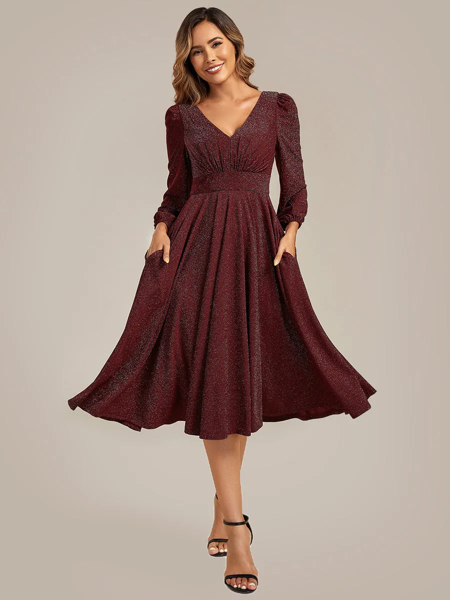 ever GREER|With Pocket Glitter Midi Wedding Guest Dress sold by Ever Pretty product image thumbnail 3