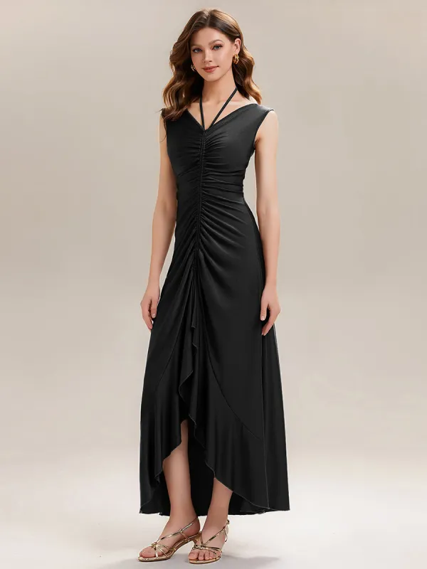 Ruched Asymmetric Hemline High Stretch Evening Dress sold by Ever Pretty