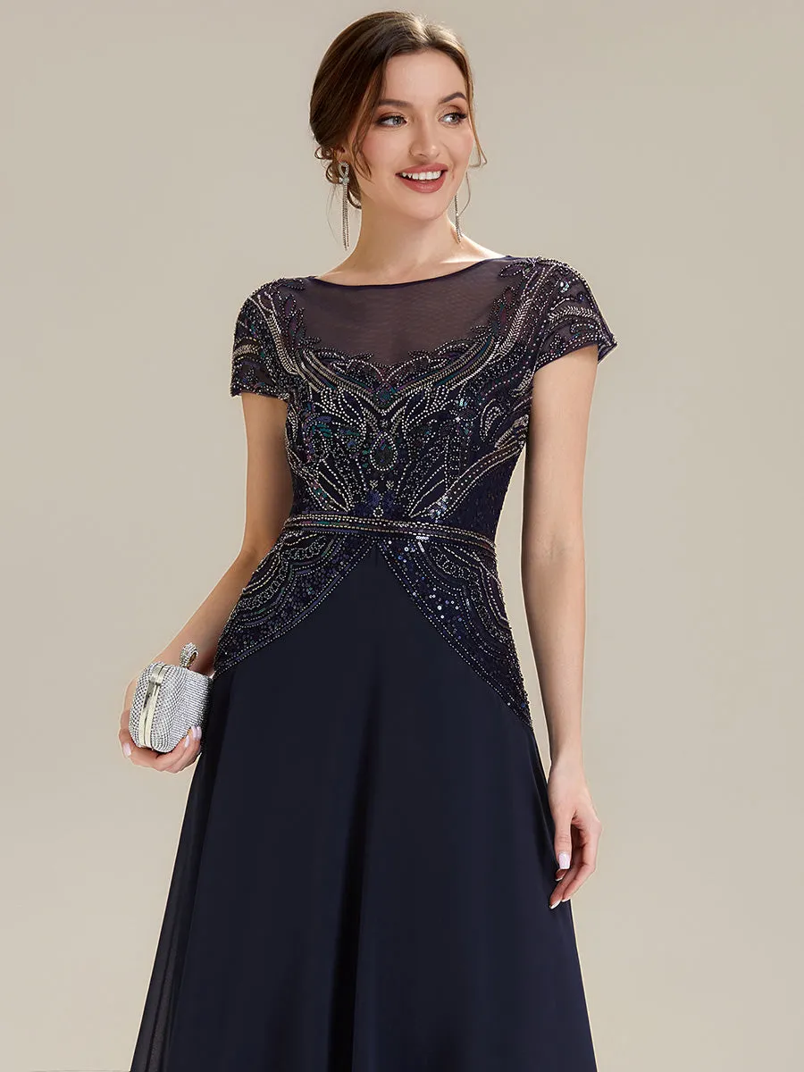 See-Through Beaded Sheath Round Neck Wedding Guest Dress sold by Ever Pretty product image thumbnail 3