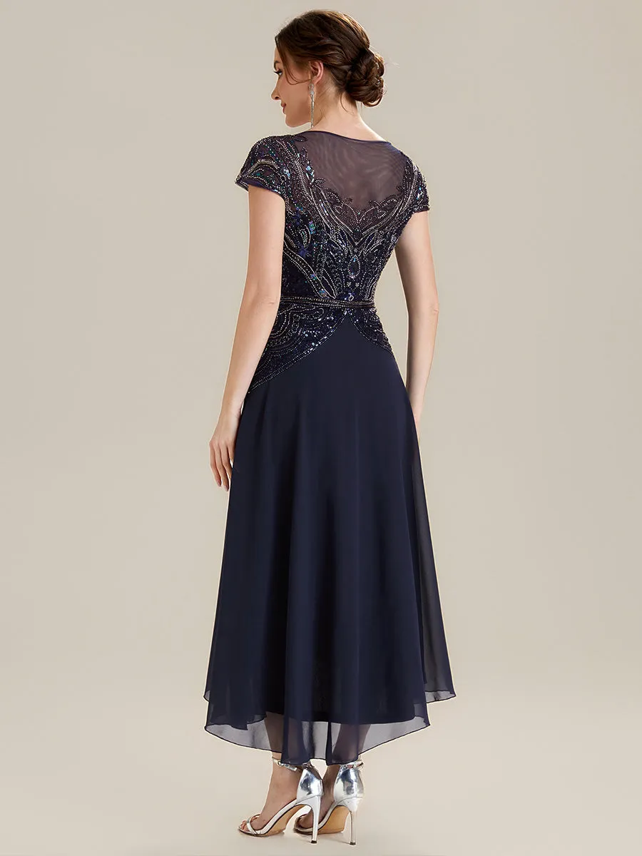 See-Through Beaded Sheath Round Neck Wedding Guest Dress sold by Ever Pretty product image thumbnail 2