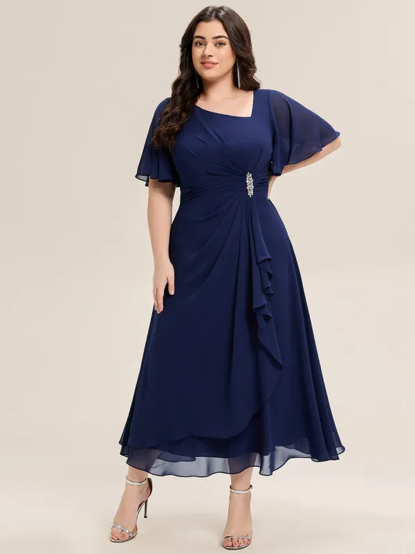 pretty LILOU| Plus Size Chiffon Ruffle Sleeve Formal Dress sold by Ever Pretty